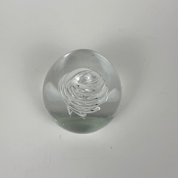 Clear Glass Egg-Shape Spiral Swirl Corkscrew Paper Weight - Picture 3 of 4
